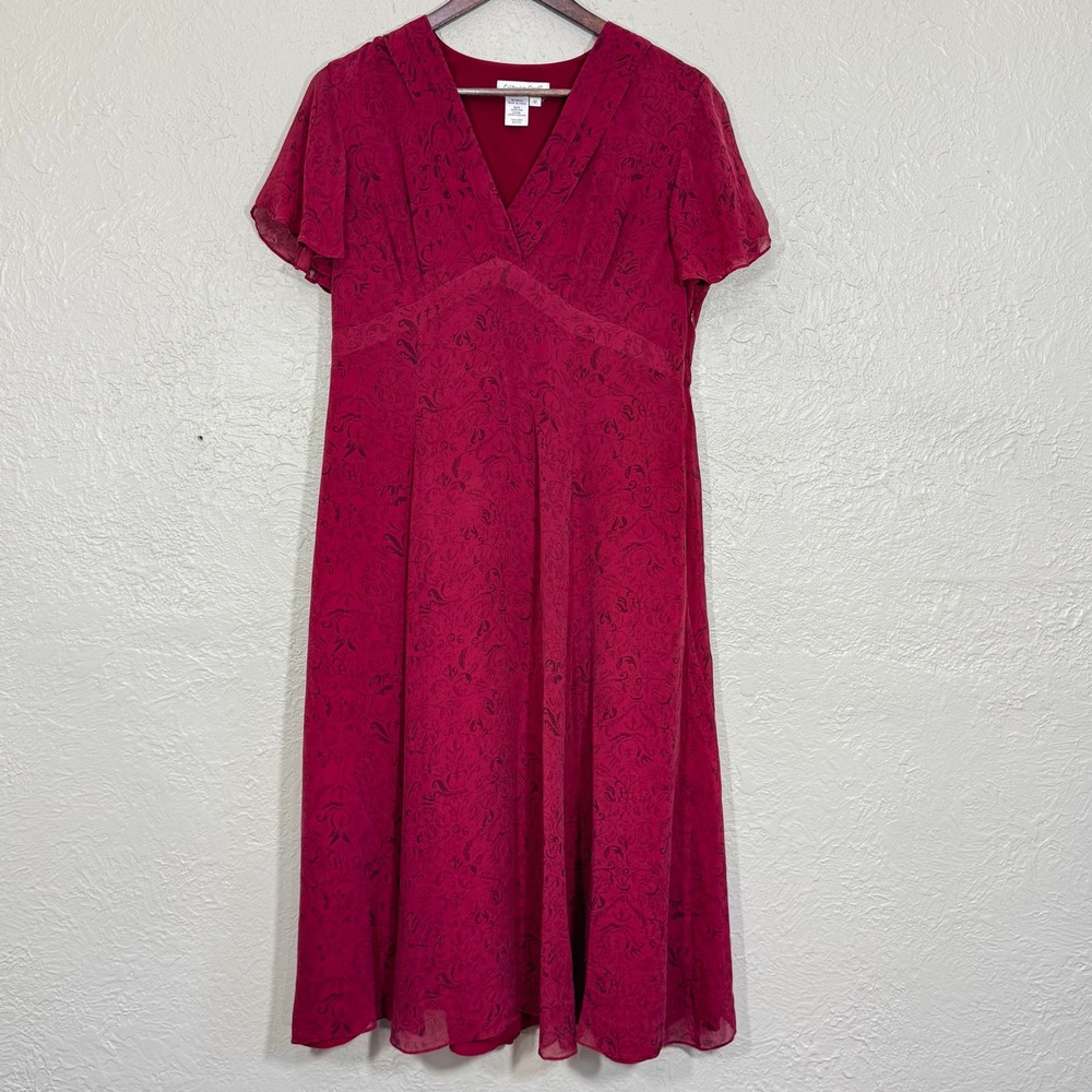 Vtg 90s Silk Midi Dress 12 Sheer Whimsigoth Fairy Grunge Garden‎ Cottage Vampire